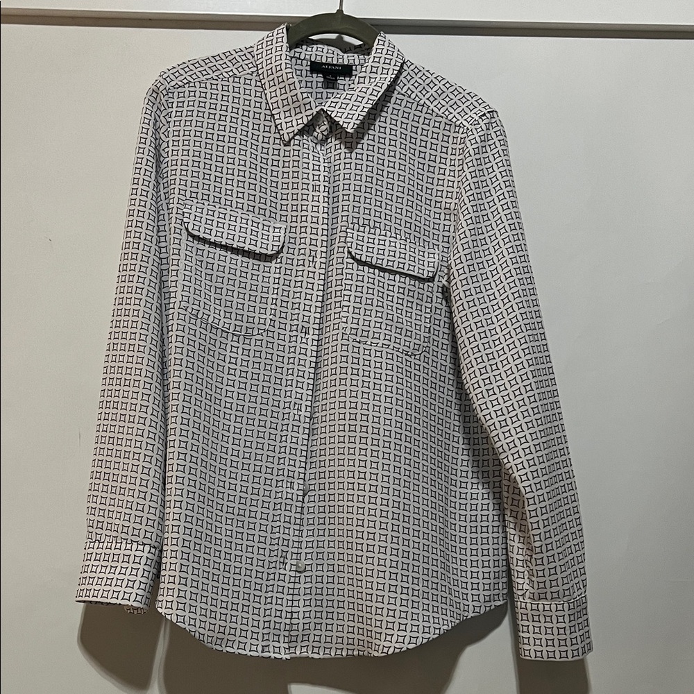 Alfani Black and White Checkered Blouse